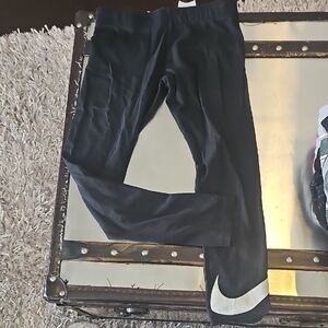 Nike Kids Black Leggings with White Swoosh M Girls